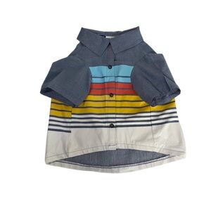 Top Paw Blue ,Red & Yello Striped Doggy Camp Shirt- X-Large